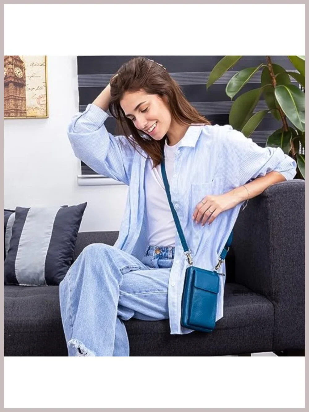 Women's Leather Crossbody Bag RFID Blocking Anti Theft Wallet Purse with
